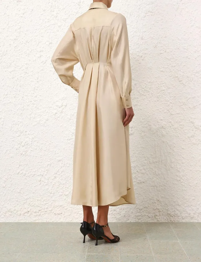 Women Dresses Zimmermann Natura Draped Shirt Dress Cream