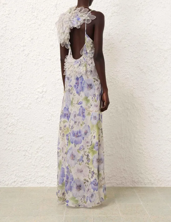 Women Dresses Zimmermann Natura Feather Slip Gown Blue Floral