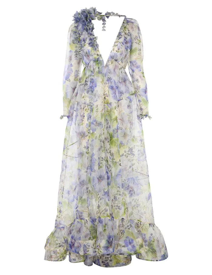 Women Dresses Zimmermann Natura Flower Midi Dress Blue Floral