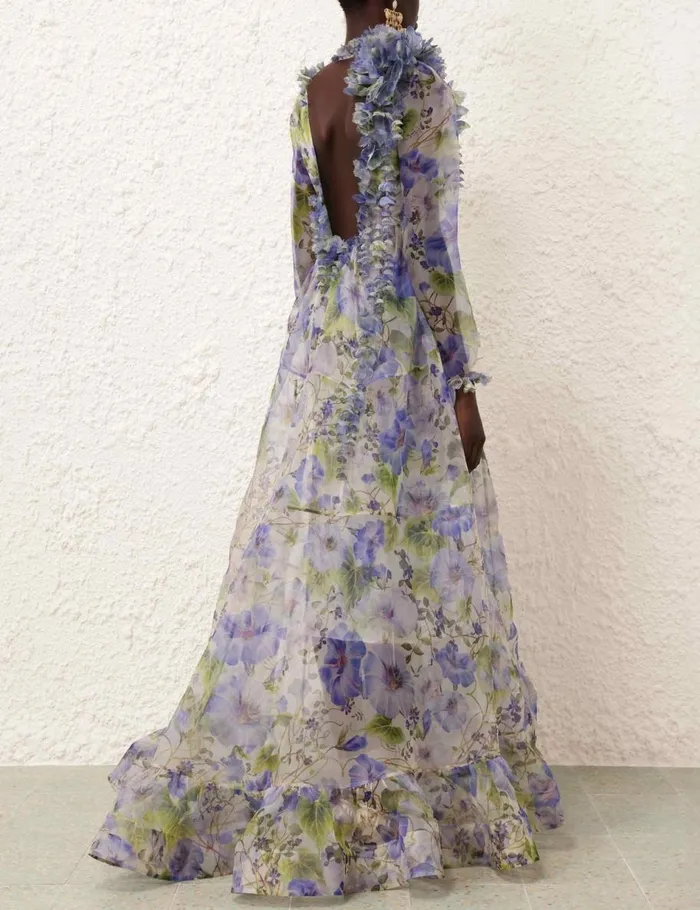 Women Dresses Zimmermann Natura Flower Midi Dress Blue Floral