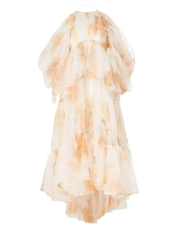 Women Dresses Zimmermann Natura Gathered Midi Dress Ivory Camellia