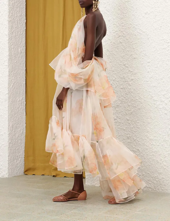 Women Dresses Zimmermann Natura Gathered Midi Dress Ivory Camellia