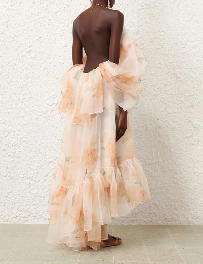 Women Dresses Zimmermann Natura Gathered Midi Dress Ivory Camellia