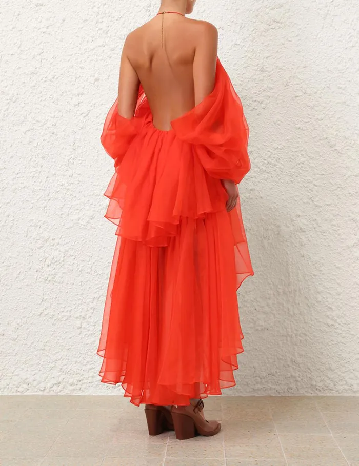 Women Dresses Zimmermann Natura Gathered Mini Tomato