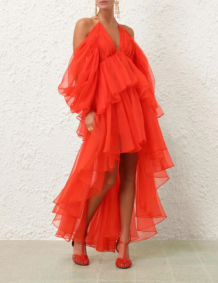 Women Dresses Zimmermann Natura Gathered Mini Tomato