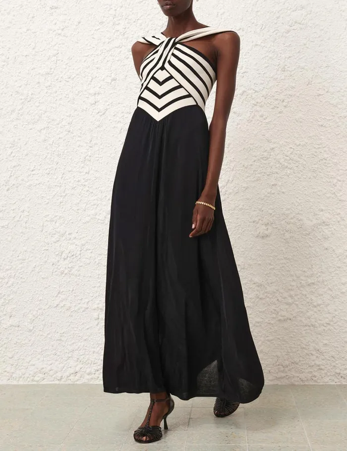 Women Dresses Zimmermann Natura Halter Neck Midi Dress Chevron