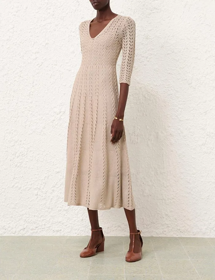 Women Dresses Zimmermann Natura Knit Lace Dress Natural