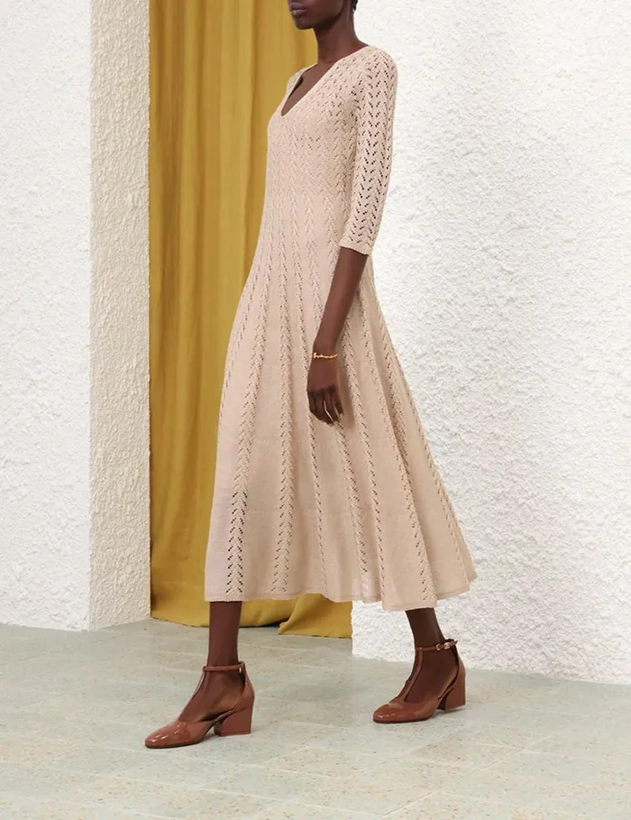 Women Dresses Zimmermann Natura Knit Lace Dress Natural