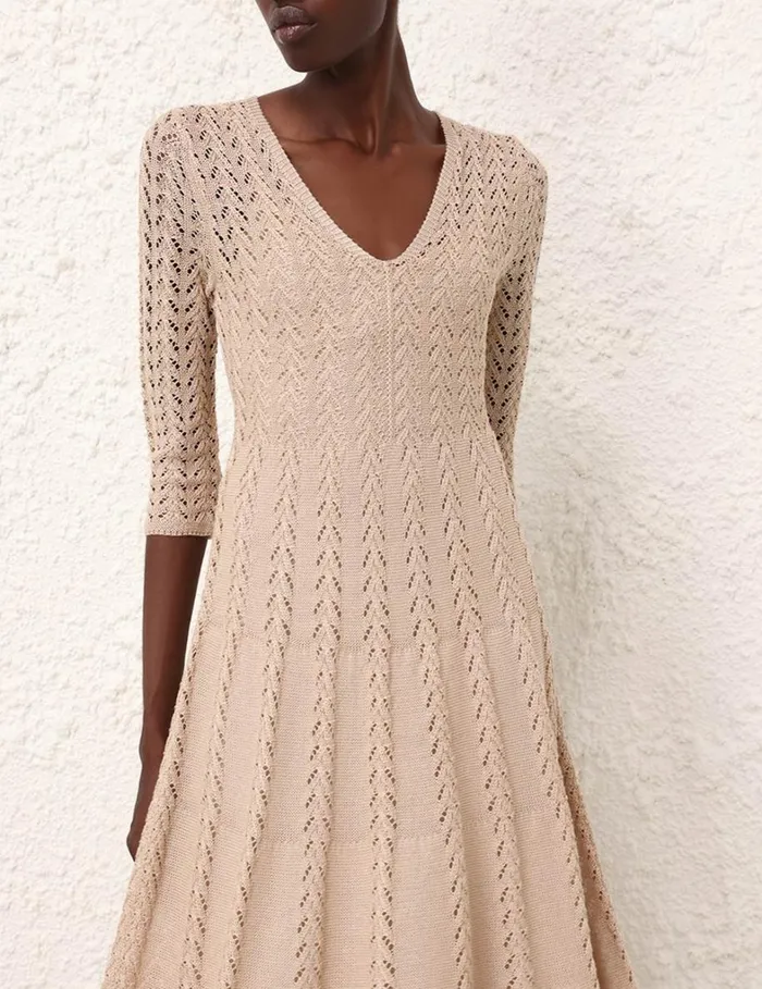 Women Dresses Zimmermann Natura Knit Lace Dress Natural