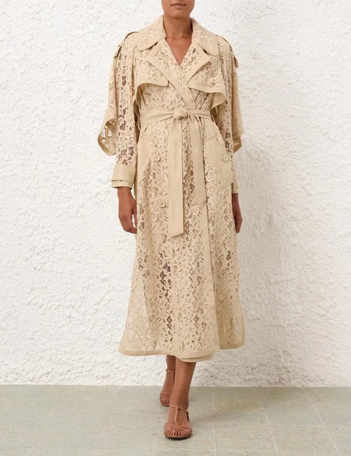 Women Dresses Zimmermann Natura Lace Trench Dress Tea