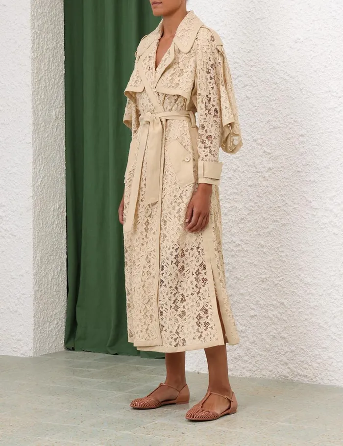 Women Dresses Zimmermann Natura Lace Trench Dress Tea