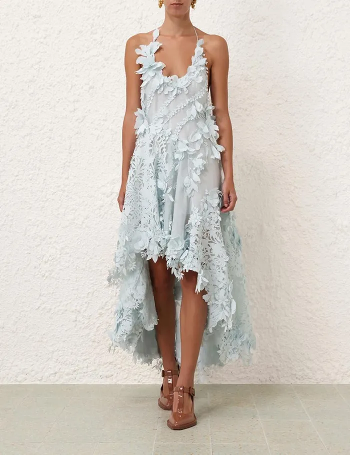 Women Dresses Zimmermann Natura Lasercut Halter Dress Mint