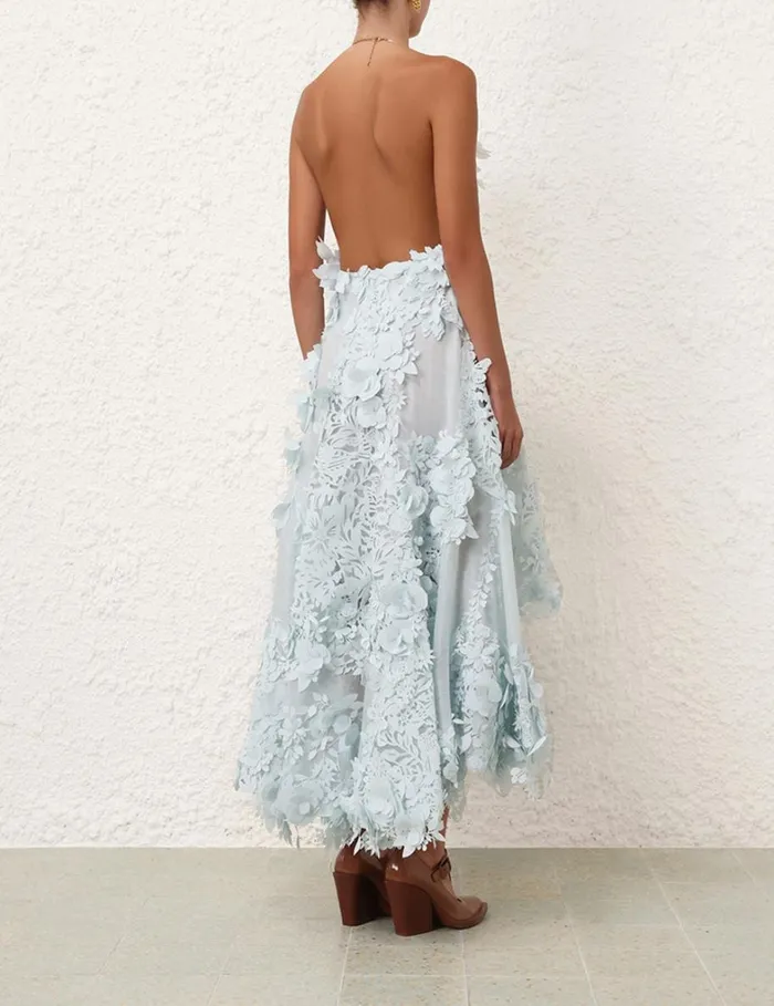 Women Dresses Zimmermann Natura Lasercut Halter Dress Mint