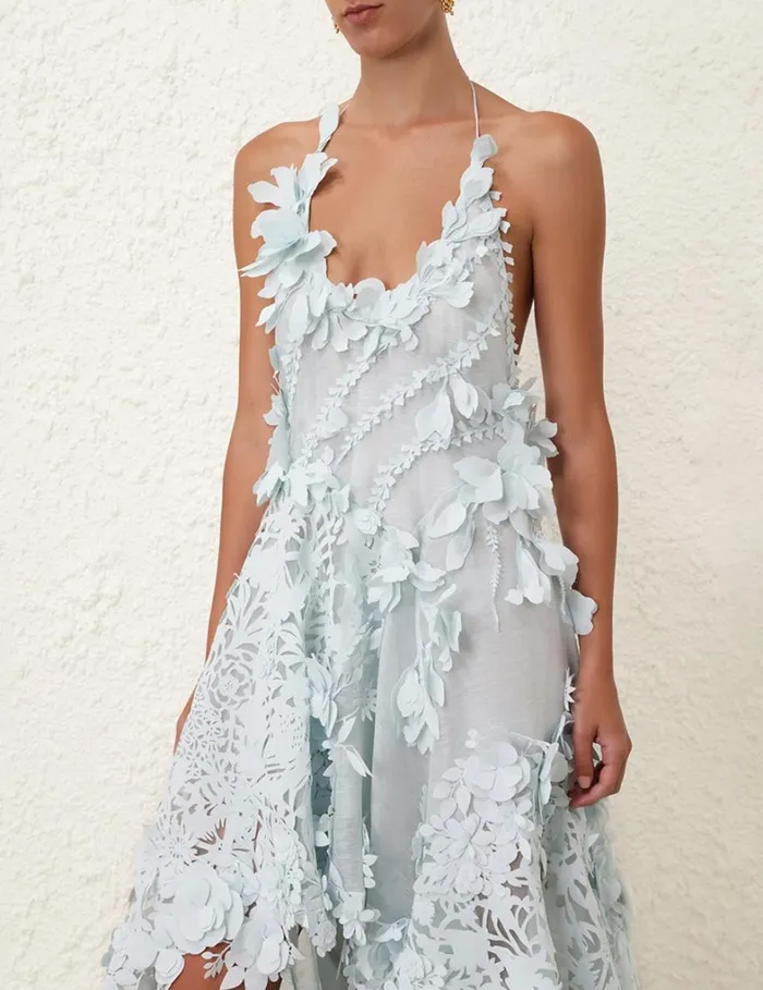 Women Dresses Zimmermann Natura Lasercut Halter Dress Mint