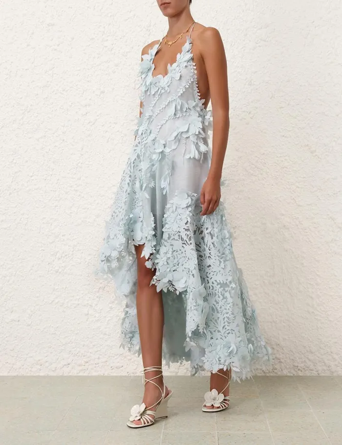 Women Dresses Zimmermann Natura Lasercut Halter Dress Mint