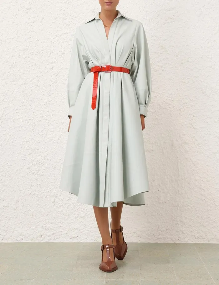 Women Dresses Zimmermann Natura Leather Tuck Dress Mint