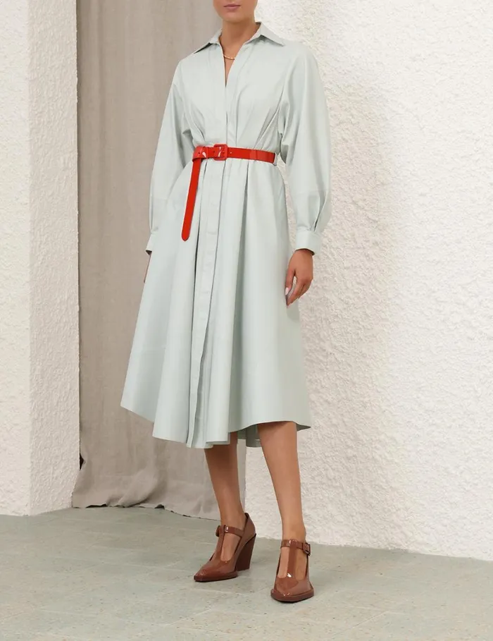 Women Dresses Zimmermann Natura Leather Tuck Dress Mint