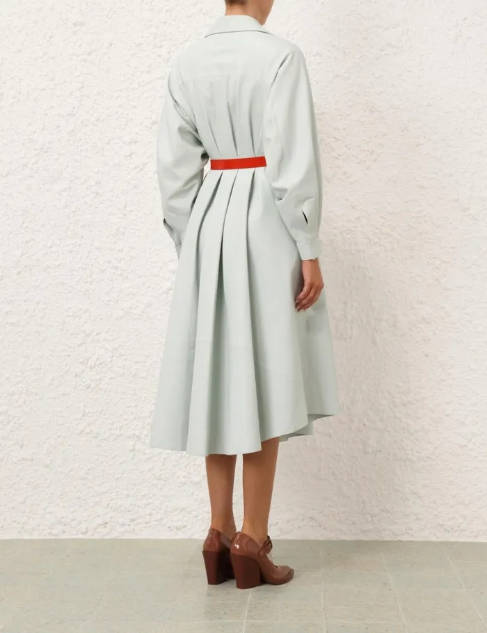 Women Dresses Zimmermann Natura Leather Tuck Dress Mint