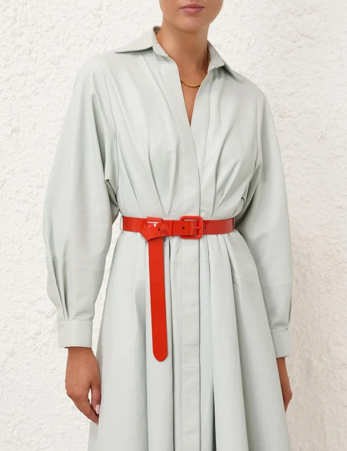 Women Dresses Zimmermann Natura Leather Tuck Dress Mint