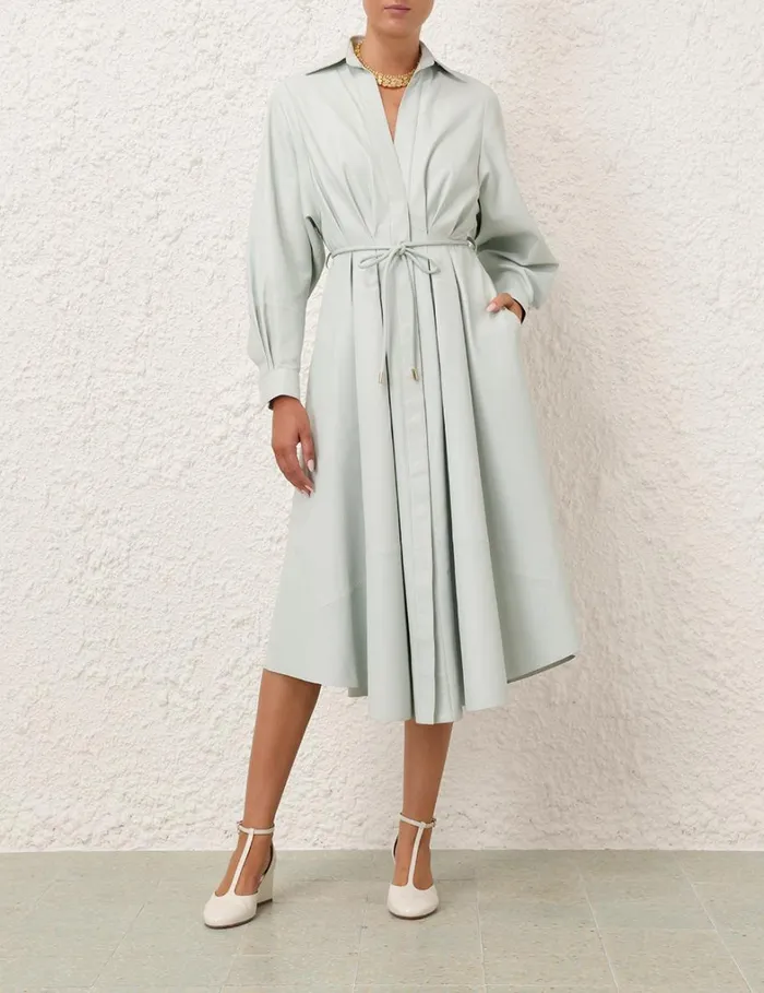 Women Dresses Zimmermann Natura Leather Tuck Dress Mint