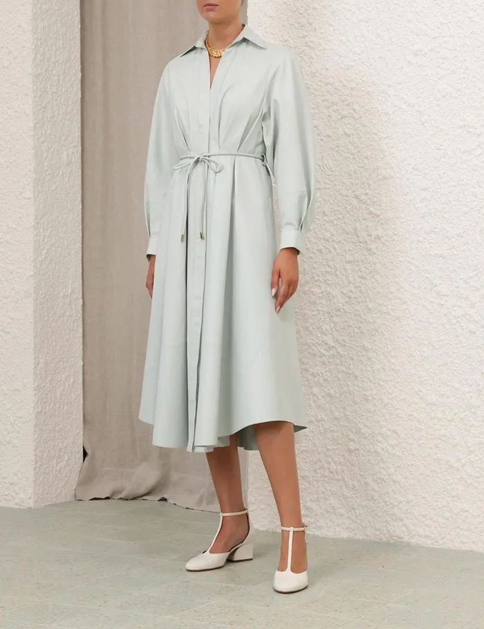 Women Dresses Zimmermann Natura Leather Tuck Dress Mint