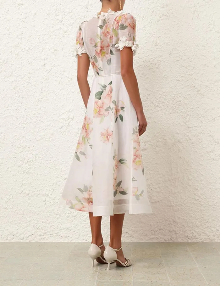 Women Dresses Zimmermann Natura Liftoff Flower Midi Ivory Camellia