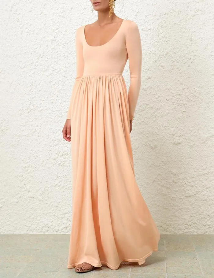 Women Dresses Zimmermann Natura Metallic Scoop Dress Peach