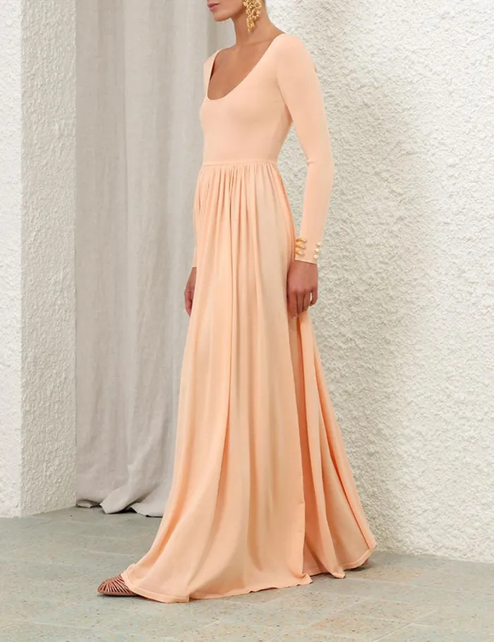 Women Dresses Zimmermann Natura Metallic Scoop Dress Peach