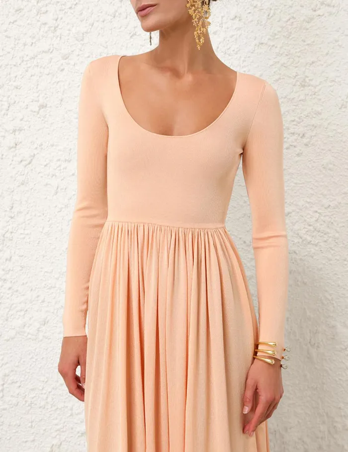 Women Dresses Zimmermann Natura Metallic Scoop Dress Peach