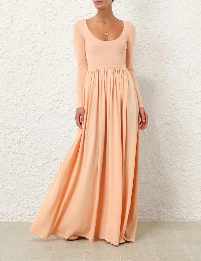 Women Dresses Zimmermann Natura Metallic Scoop Dress Peach