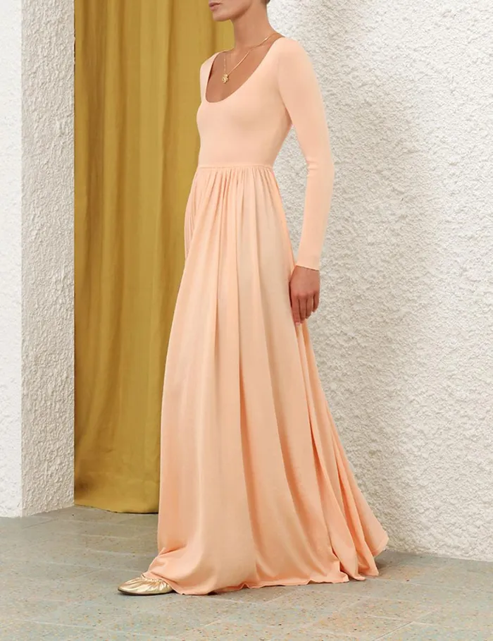 Women Dresses Zimmermann Natura Metallic Scoop Dress Peach
