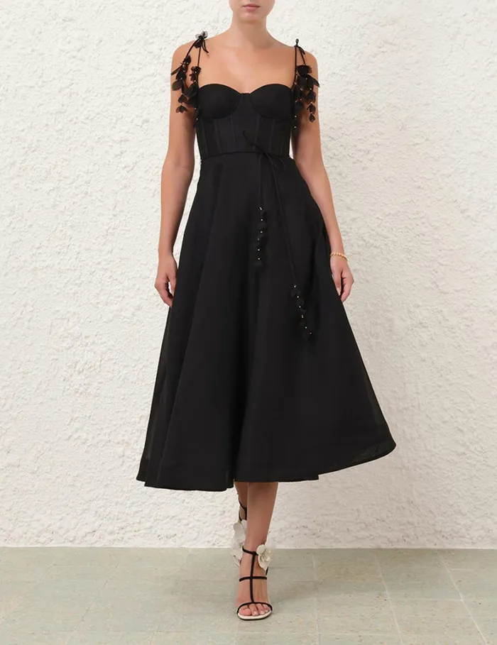 Women Dresses Zimmermann Natura Midi Corset Dress Black