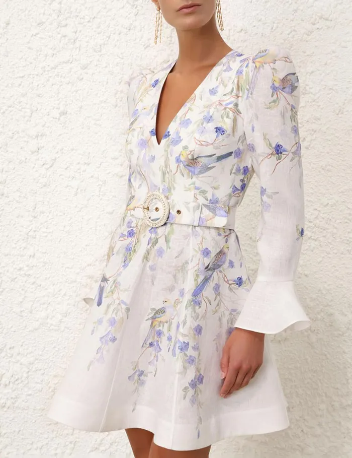 Women Dresses Zimmermann Natura Mini Dress Blue Birds