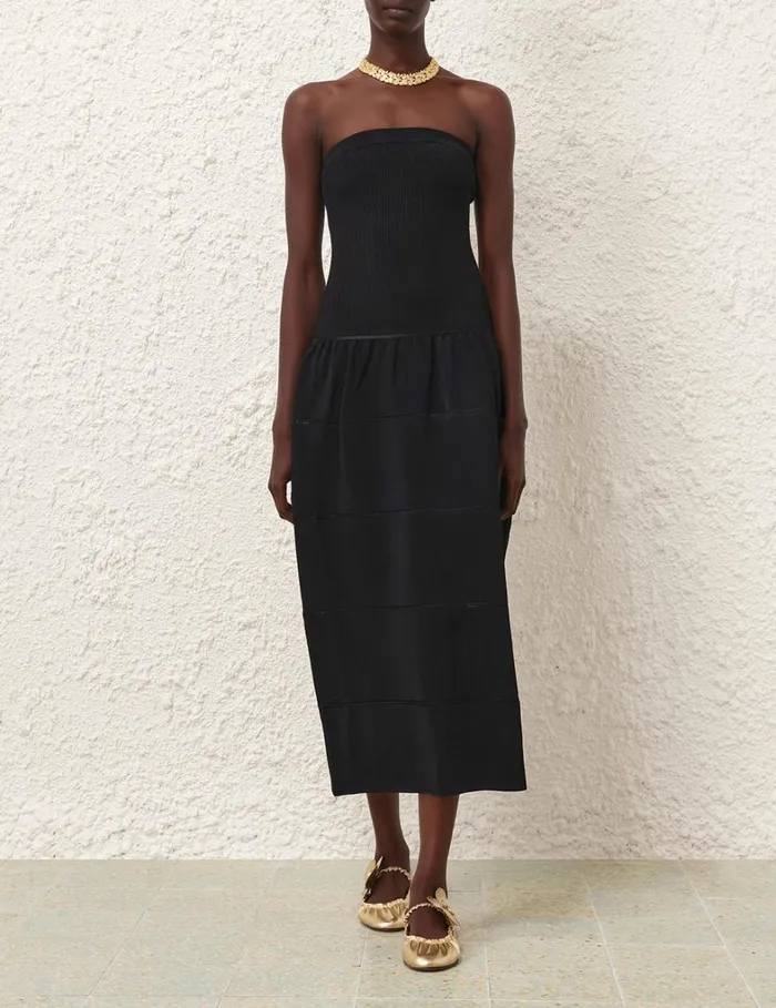 Women Dresses Zimmermann Natura Panelled Midi Dress Black