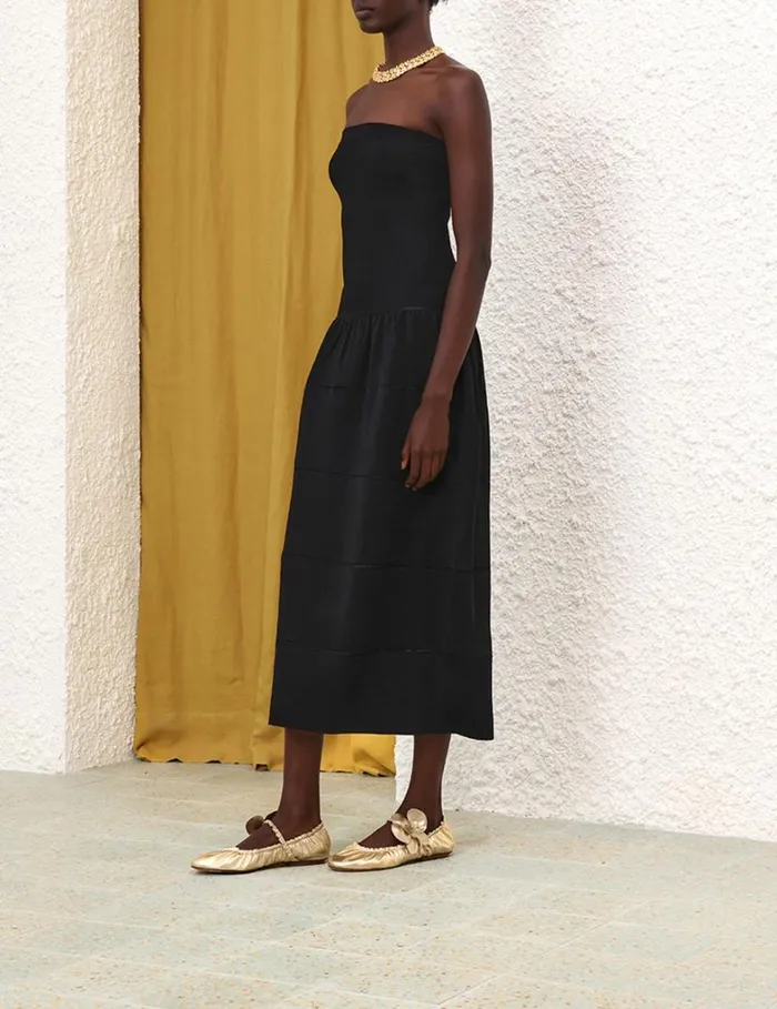 Women Dresses Zimmermann Natura Panelled Midi Dress Black