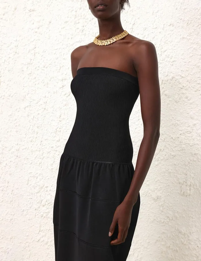 Women Dresses Zimmermann Natura Panelled Midi Dress Black