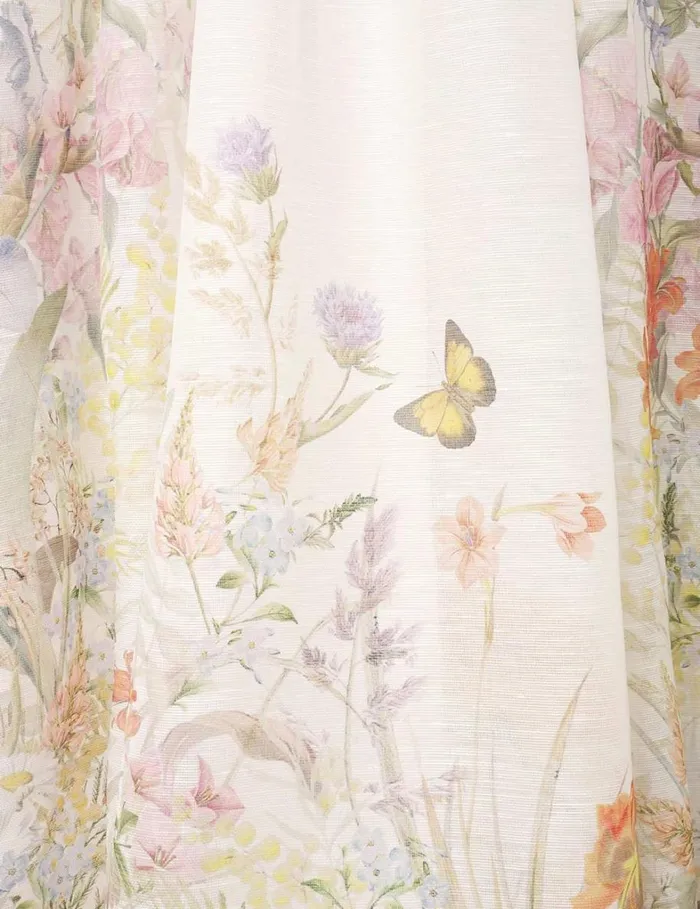 Women Dresses Zimmermann Natura Ruched Midi Dress Ivory Wild Flowers