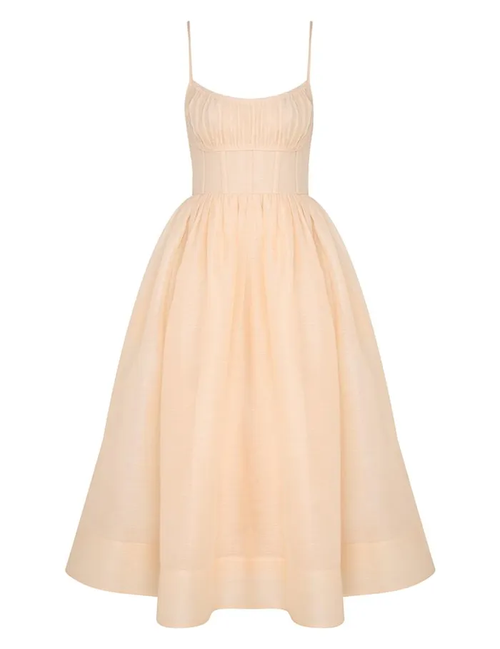 Women Dresses Zimmermann Natura Ruched Midi Dress Light Peach