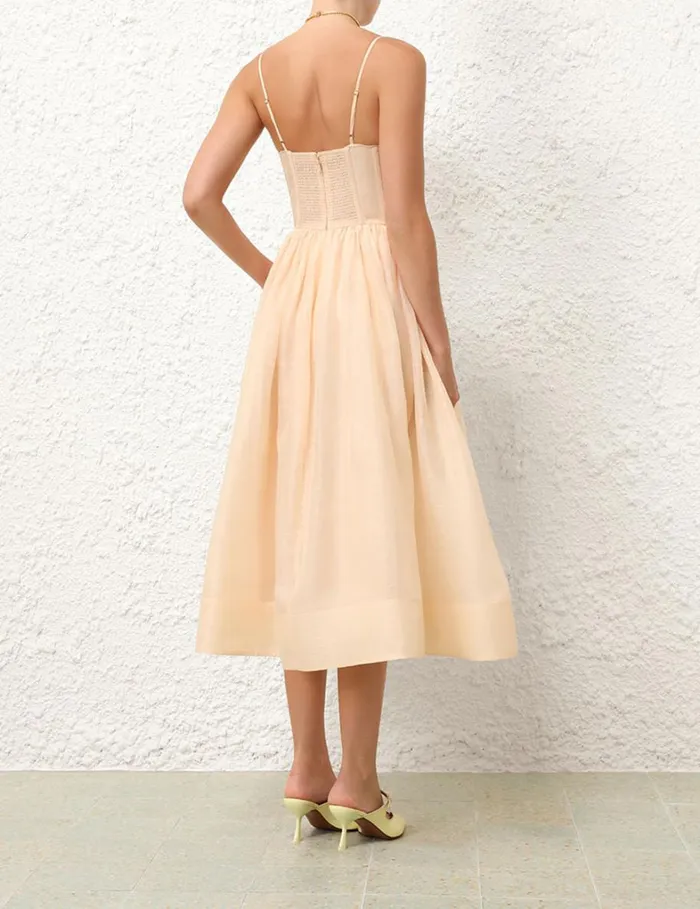 Women Dresses Zimmermann Natura Ruched Midi Dress Light Peach