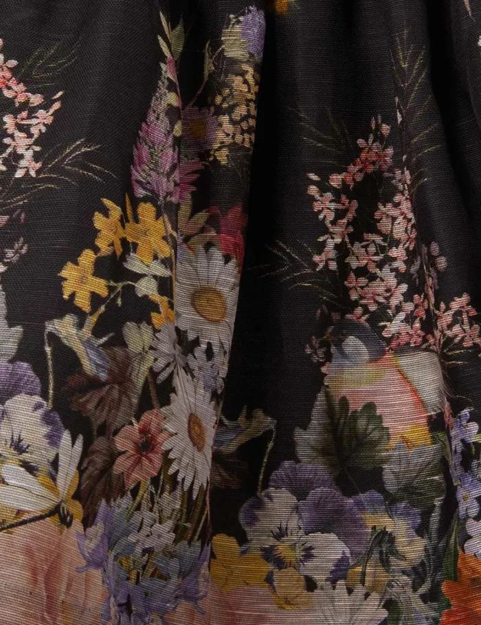 Women Dresses Zimmermann Natura Ruched Mini Dress Black Wild Flowers