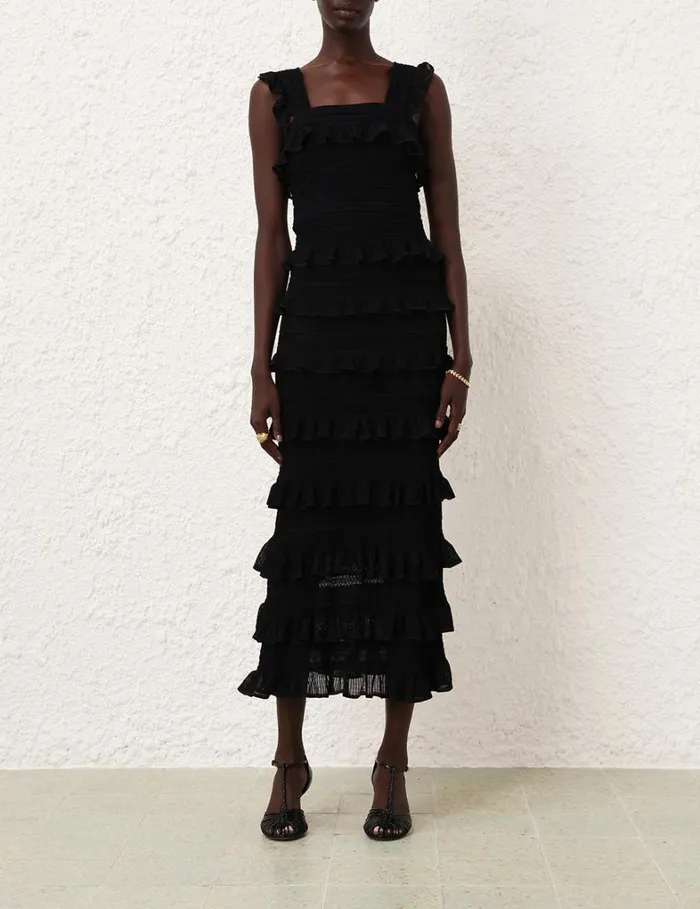 Women Dresses Zimmermann Natura Ruffle Dress Black