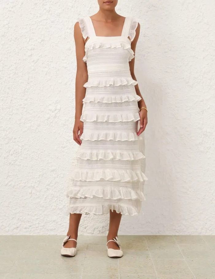 Women Dresses Zimmermann Natura Ruffle Dress Parchment
