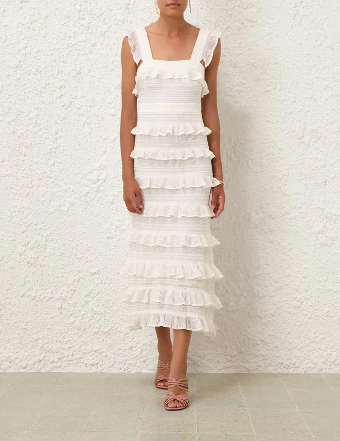 Women Dresses Zimmermann Natura Ruffle Dress Parchment