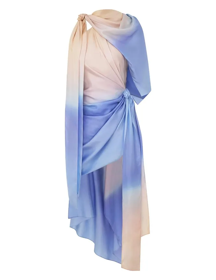 Women Dresses Zimmermann Natura Scarf Mini Dress Blue Fields