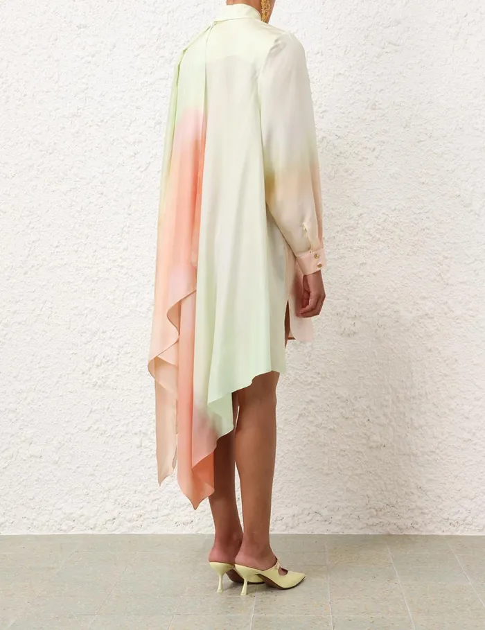 Women Dresses Zimmermann Natura Scarf Shirt Mini Coral Fields