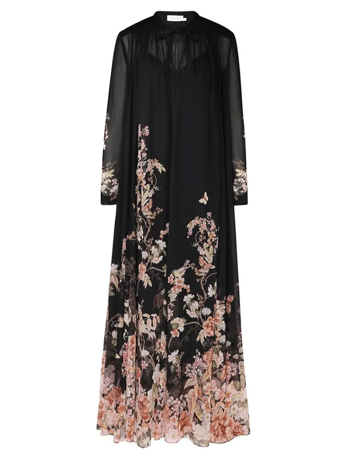 Women Dresses Zimmermann Natura Sheath Dress Coral Garden Black