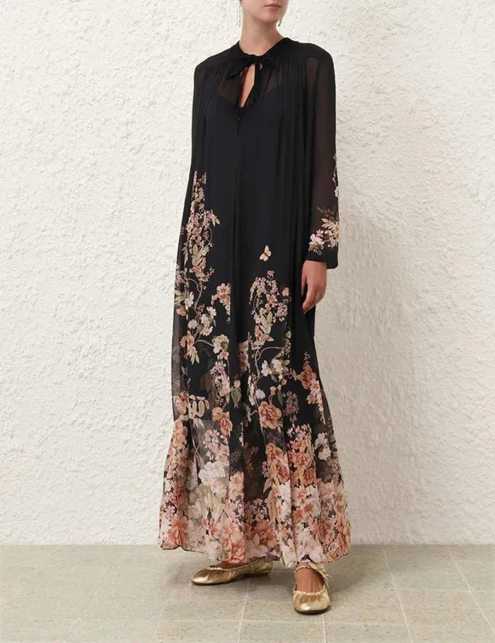 Women Dresses Zimmermann Natura Sheath Dress Coral Garden Black