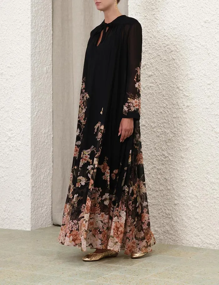 Women Dresses Zimmermann Natura Sheath Dress Coral Garden Black