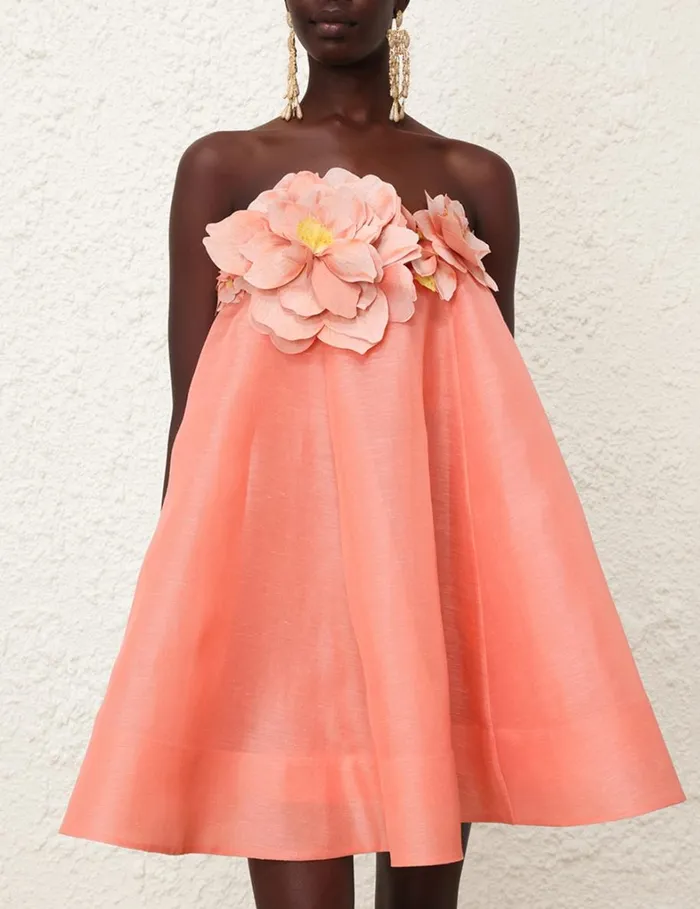 Women Dresses Zimmermann Natura Strapless Mini Coral