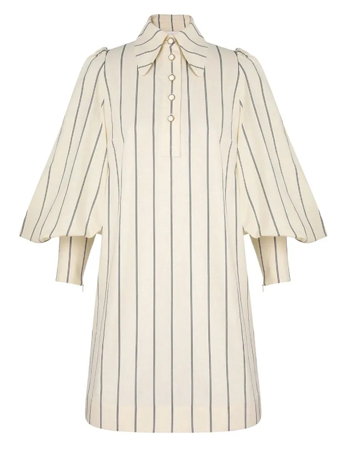 Women Dresses Zimmermann Natura Stripe Tunic Dress Navycream Stripe